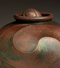 Red/Green Vessel with Single Shell by Jim Connell