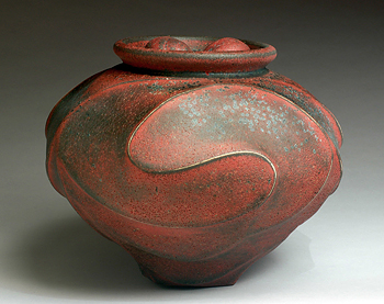 Red/Black Vessel with Double Shell by Jim Connell